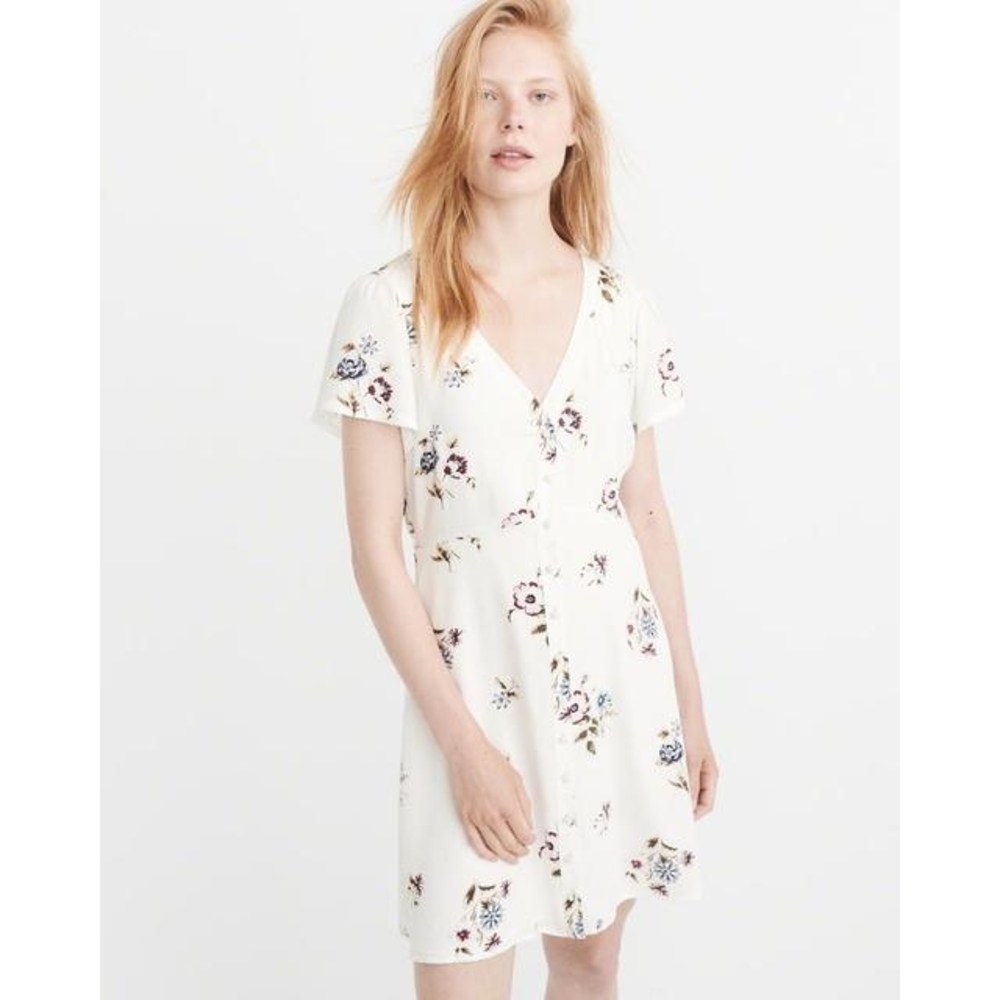 Abercrombie & Fitch Cream Floral Mini Dress